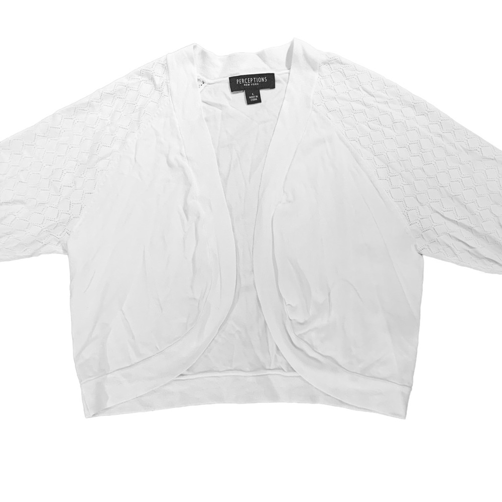 Perceptions New York White Mini Cardigan - Size: L